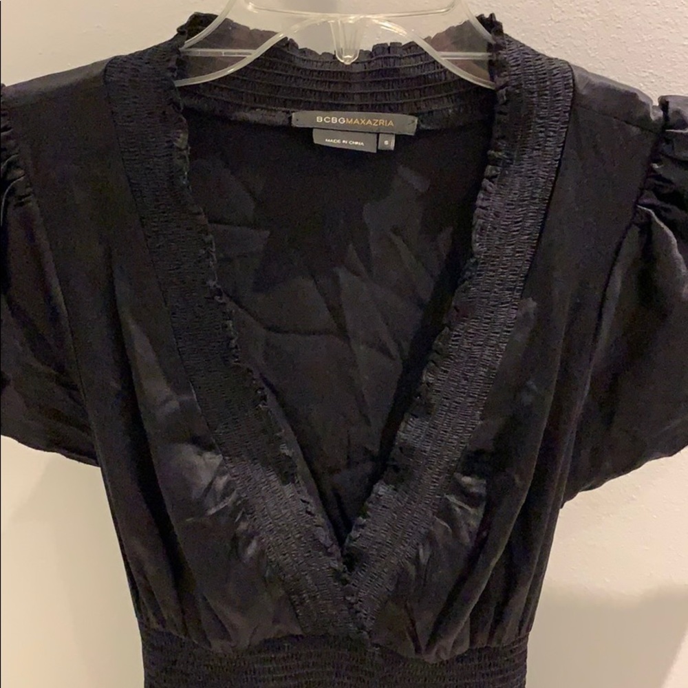 BCBG MAXAZRIA Black Silk Low Cut Dress